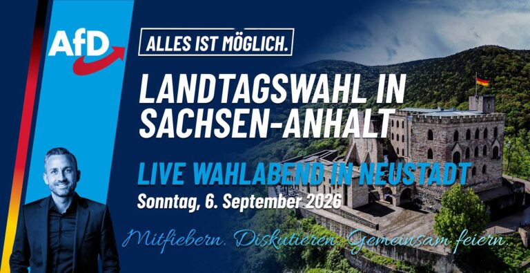 Ankündigung des AfD Wahlabends zur Landtagswahl in Sachsen Anhalt